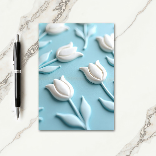 White Blossom Relief Art Card