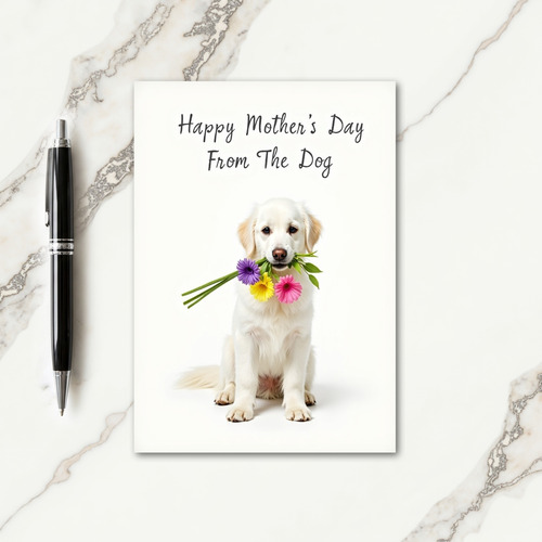 White Bouquet Dog Card
