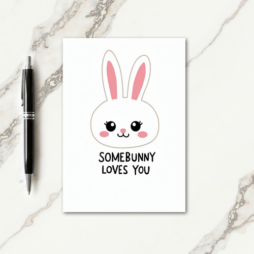 White Bunny Loves You Card