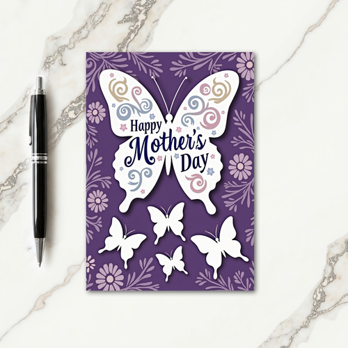 White Butterfly Mothers Day Card
