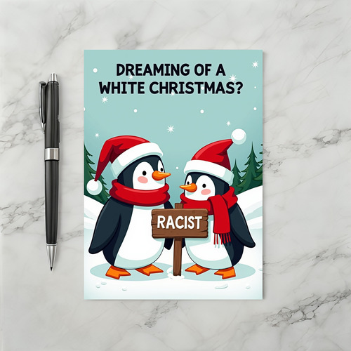 White Christmas Racist Humor Card
