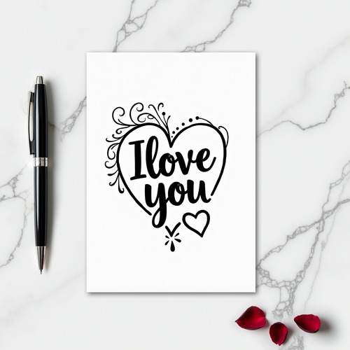 White Classic I Love You Heart Card
