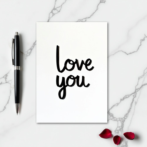 White Classic Love You Script Card