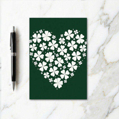 White Clover Heart Pattern Card