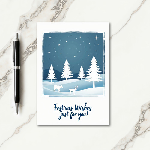 White Deer Winter Art Card
