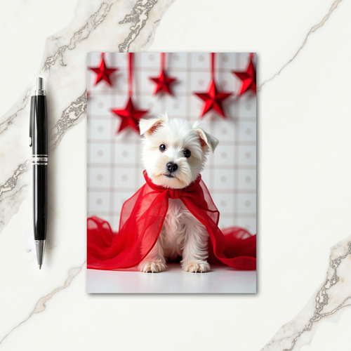 White Dog Christmas Cape Card