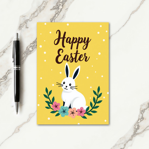 White Dots Spring Rabbit Card