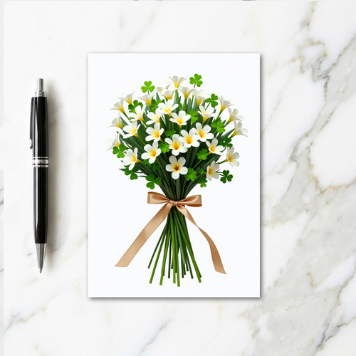 White Floral Bouquet Spring Card
