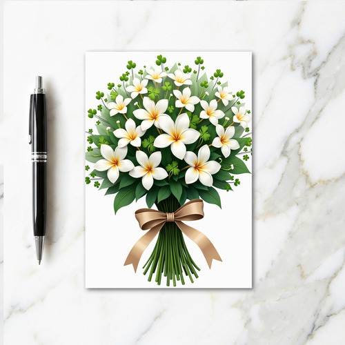 White Floral Good Luck Card