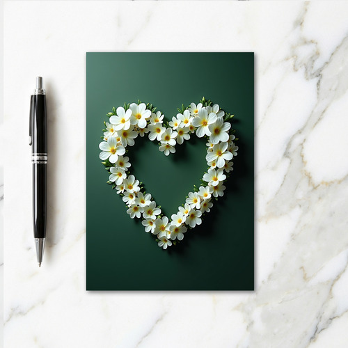White Floral Heart Romance Card
