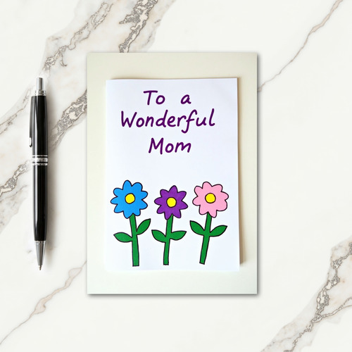 White Floral Mom Card