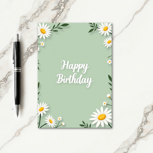 White Flower Birthday Card