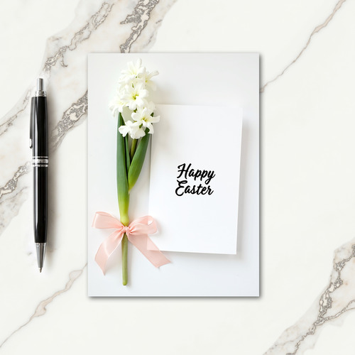 White Flower Happy Easter Card