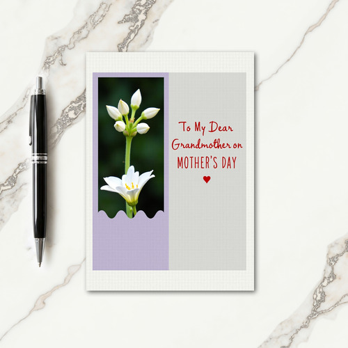 White Flower Mothers Day Grandma Card
