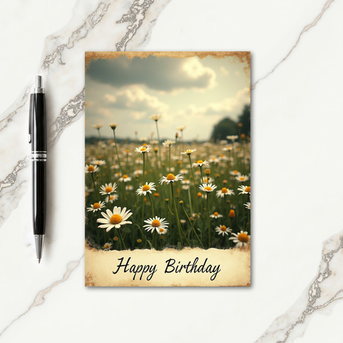 White Flowers Birthday Card
