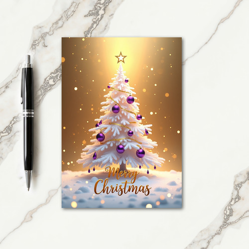 White Gold Tree Christmas Card
