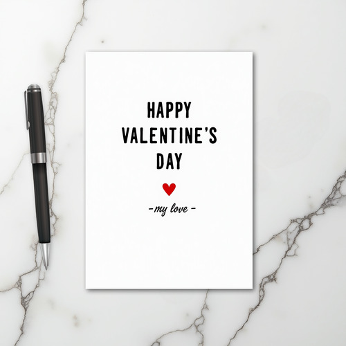 White Happy Valentines Day Card