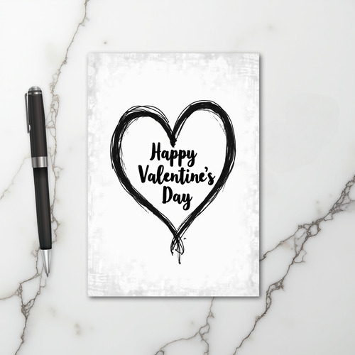 White Happy Valentines Day Heart Card