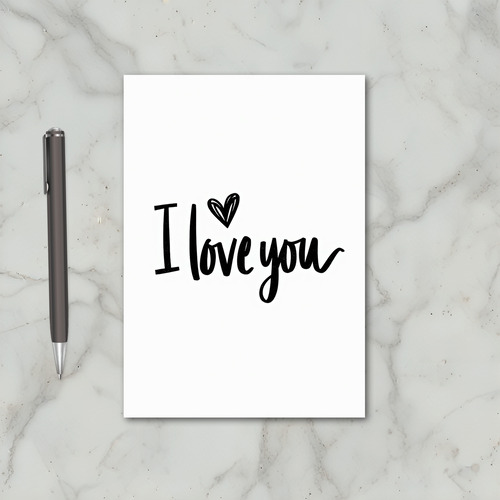 White I Love You Heart Card