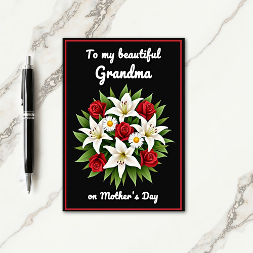 White Lily Floral Mothers Day Card