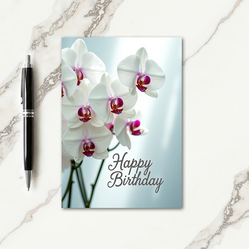 White Magenta Birthday Card