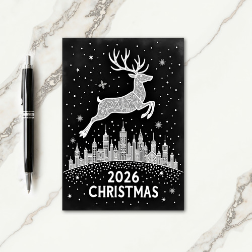 White Outline Christmas Card thumbnail
