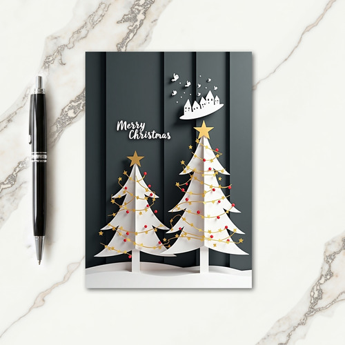 White Paper Trees Card