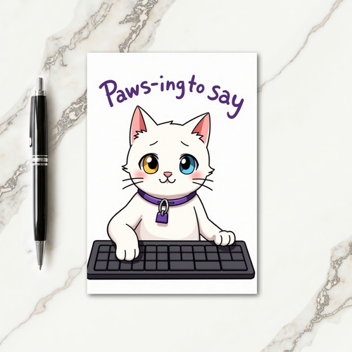 White Pattern Feline Friend Card