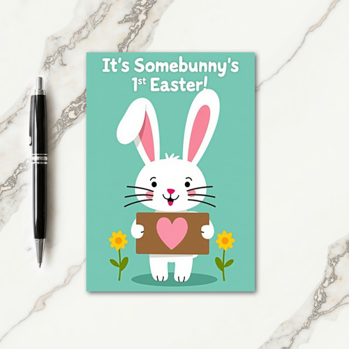 White Rabbit Heart Springtime Card