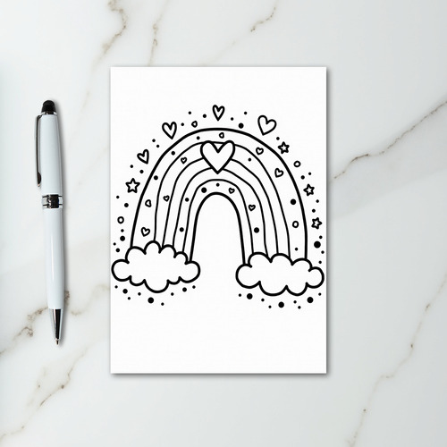 White Rainbow Love Hearts Card