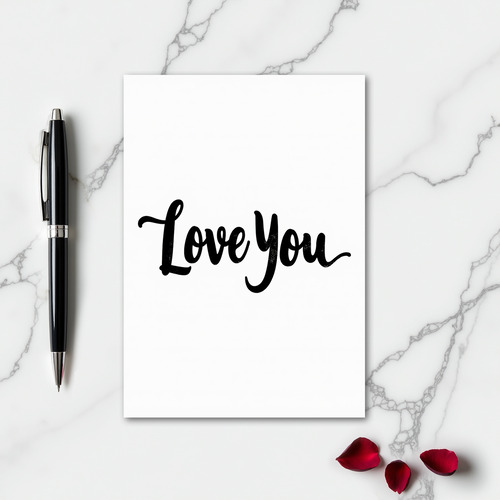 White Romantic Love You Script Card