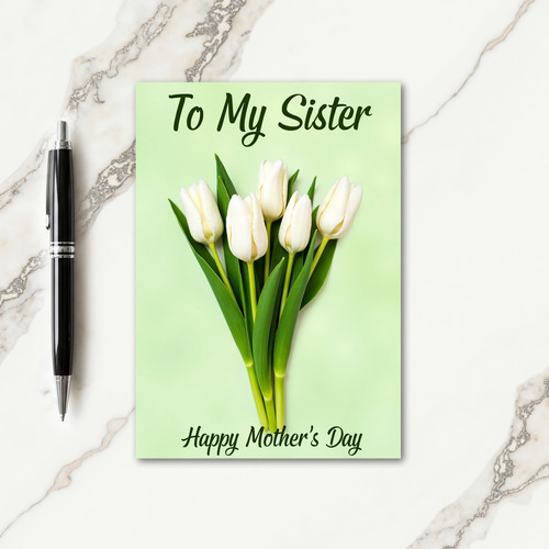 White Tulip Mothers Day Card
