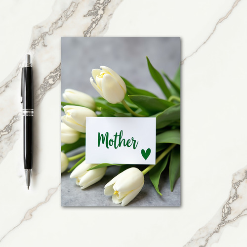White Tulip Thanks Card