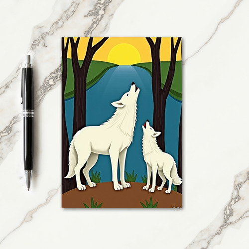 White Wolves Mothers Day Card