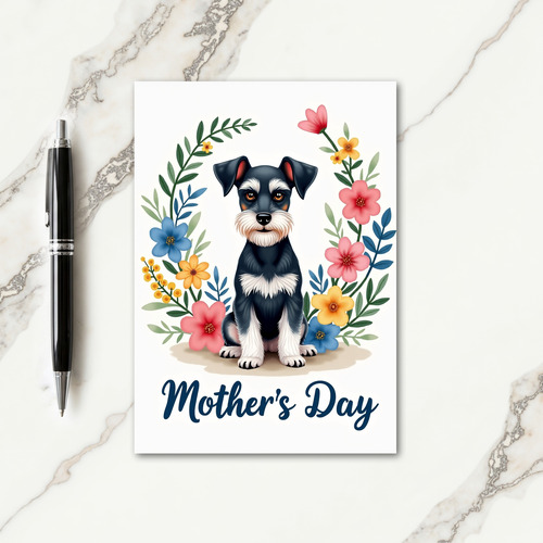 Wife Adorable Dog Floral Card