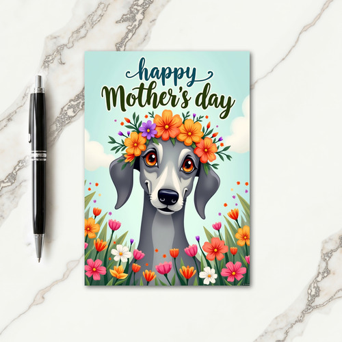 Wife Happy Mothers Day Floral Dog Card