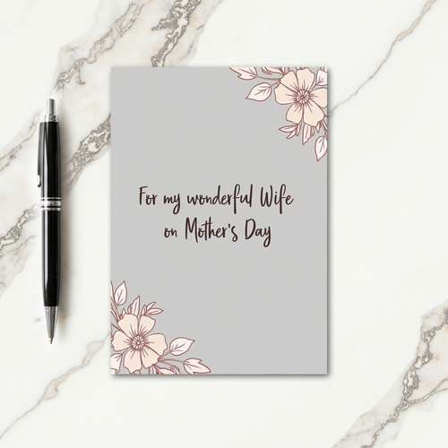 Wife Mothers Day Floral Art Card