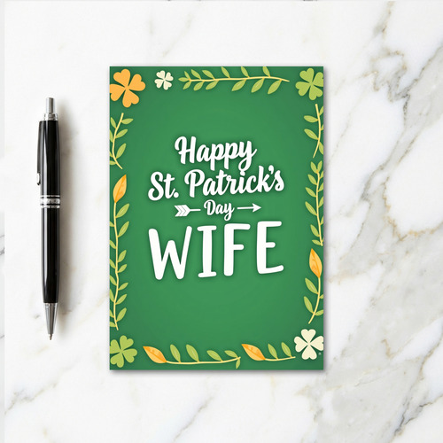 Wife Shamrock Pattern St Patricks Card