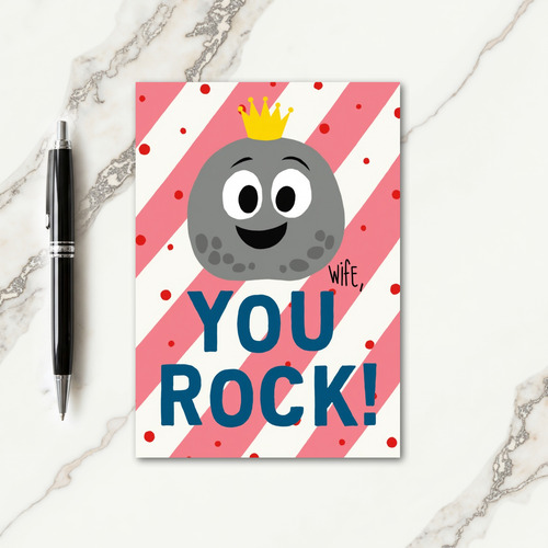 Wife You Rock Mothers Day Pebble Card