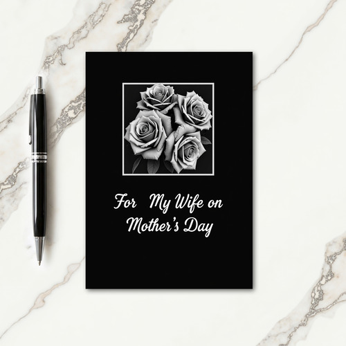 Wifes Monochrome Floral Card