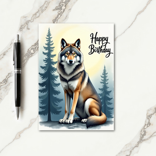 Wild Wolf Art Birthday Card