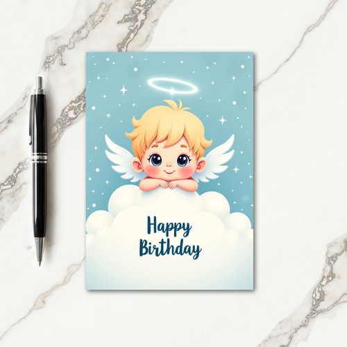 Winged Angel Birthday Card