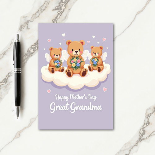 Winged Bear Mothers Day Card