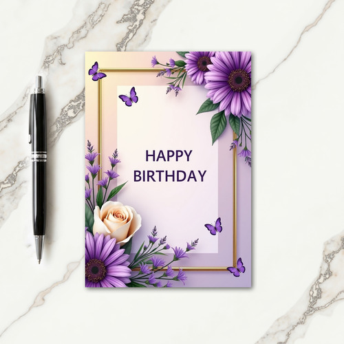 Winged Bloom Birthday Card