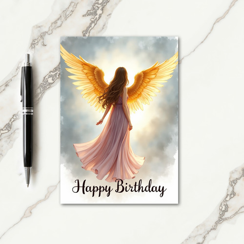 Winged Figure Birthday Card