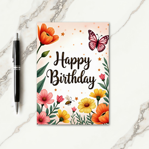 Winged Insect Birthday Card