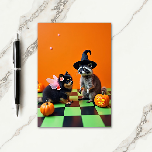 Winged Pup And Witchy Friend Card