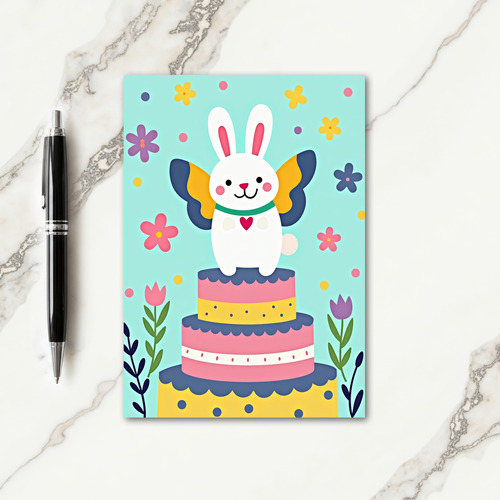 Winged Rabbit Cake Card