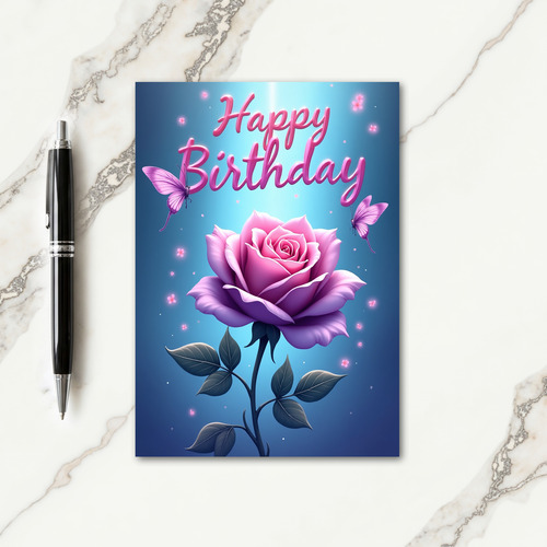 Winged Rose Birthday Card