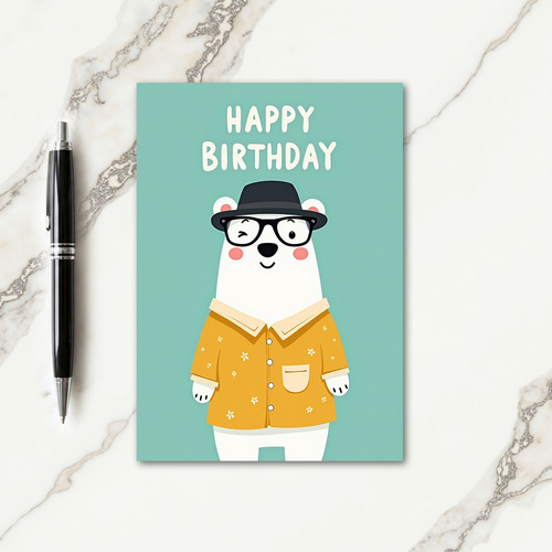 Winking Bear Birthday Card